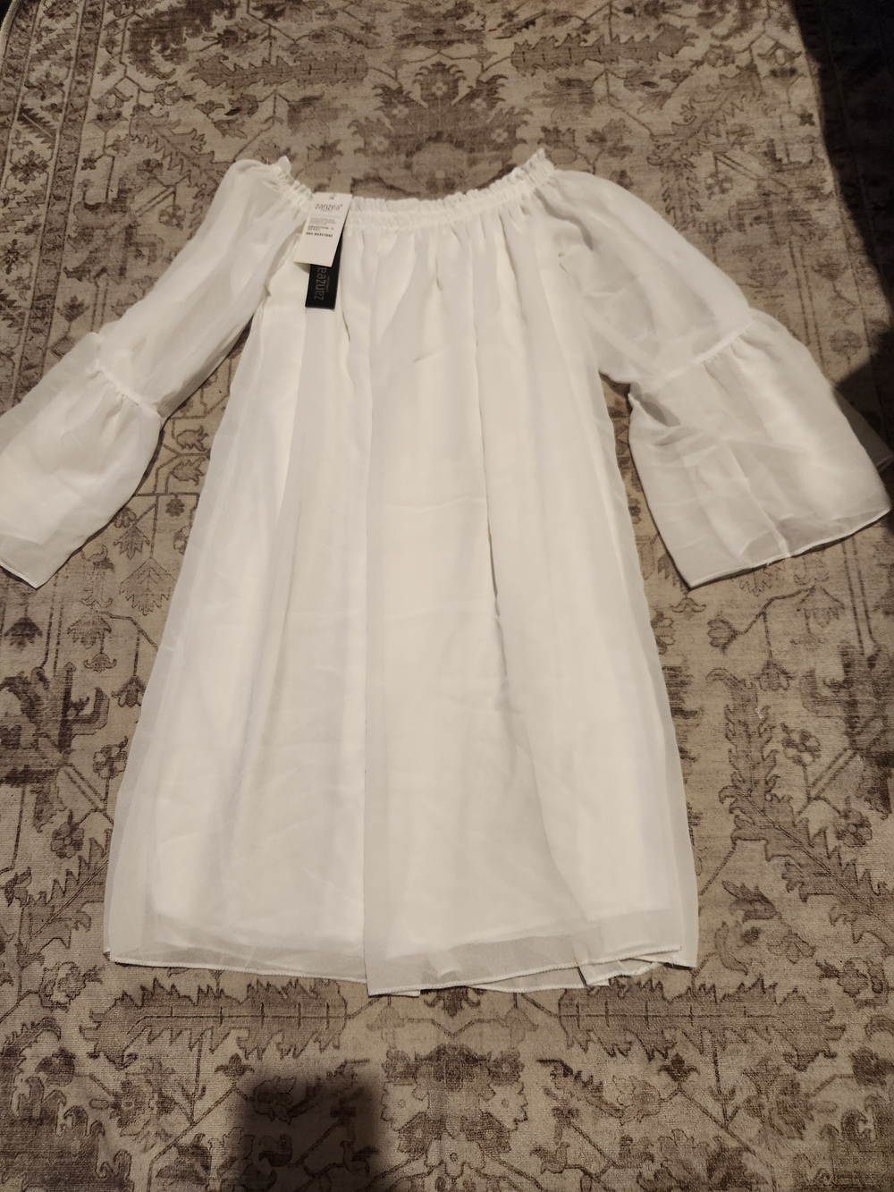 Zanzea White Off-Shoulder Chiffon Blouse with Flared Sleeves